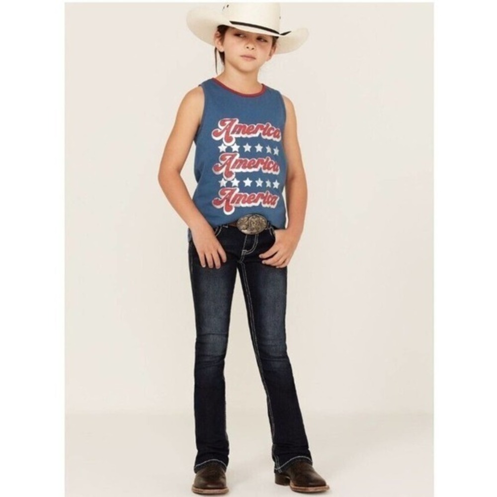 Rock and‎ Roll Denim Girls Navy America Graphic Tank Top size M- RRGT20RZM2